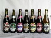 Carlsberg beers. From left: Carls porter, Carlsberg Light, Carls lager,Carlsberg Master Brew, Carls special, Carls dark, Elephant beer.