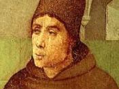 English: John Duns Scotus (c. 1266 – November 8, 1308) was a theologian and philosopher. Some think that during his tenure at Oxford, the notion of what differentiates theology from philosophy and science began in earnest.