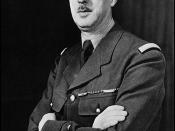 WWII French General Charles De Gaulle A WWII photo portrait of General Charles de Gaulle of the Free French Forces and first president of the Fifth Republic serving from 1959 to 1969.