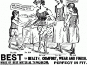 English: Good Sense Corset Waists. Note: Those waists do not have a busk by clasp to spreading pressure on the intestines, that type was therefore harmful. Good corsets do not need as much publicity as bad corsets.