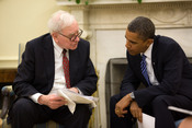 President Barack Obama and Warren Buffett in the Oval Office, July 14, 2010.