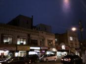 Midwood shopping street at night
