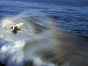 English: A surfer in Santa Cruz, California