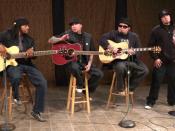 American nu metal musical group P.O.D. playing an acoustic set in San Diego, California.