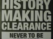 Flyer for the History Making Clearance distributed to customers