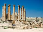 The Roman Temple of Artemis in Jerash, Jordan, was built around the middle of the 2nd century A.D. during the reign of Antonine the Pius.