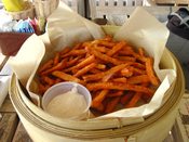 English: Picture of fries made from sweet potatoes.
