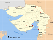 The Gulf of Khambat is at the right-lower-center of the map of Gujarat on the Arabian Sea.