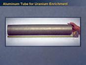English: Colin Powell's UN presentation slide showing an alleged Iraqi-ordered Aluminum Tube for Uranium Enrichment. (Subequently shown to be an incorrect allegation.) Speech entitled: Remarks to the United Nations Security Council, Secretary Colin L. Pow