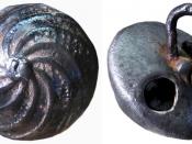English: Spanish metal button circa 1650-1675, 12mm diameter.
