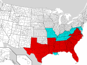 Summary Map of counties covered and not covered by the Emancipation Proclamation.