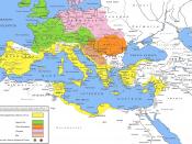 The Roman world in 58 BC, before Gallia's conquest by Caesar. (Note: Map doesn't show subordinate Roman client kingdoms in Anatolia and the Levant.)