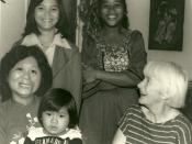 Barbara with adopted Vietnamese family: Dao Phuong Mai and children Ahn (Annie), Diep and Yen (Jenny) c. 1983