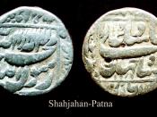English: Silver rupee of Shah Jahan, issued from Patna