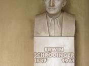 Bust of Erwin Schrödinger, physicist, in the courtyard arcade of the main building, University of Vienna, Austria.