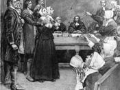 English: Two alleged witches being tried in Salem, Massachusetts as part of the infamous witchhunts.