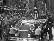 Parade of SA troops past Hitler. Nuremberg