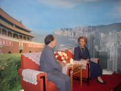 English: Reconstruction of the important meeting between Deng Xiaoping and Margaret Thatcher in Beijing on 24 September 1984 with talks about the future of Hong Kong - at the visitors platform of the Diwang Dasha in Shenzhen