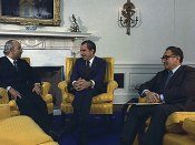 Meeting in the Oval Office between Richard Nixon, Henry Kissinger, and Egyptian Foreign Minister