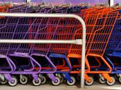 A row of shopping carts.