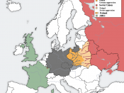 English: Polish Defensive War 1939. The map shows the beginning of the Second World War in September 1939 in a wider European context. Second Polish Republic, one of the three original allies of World War II was invaded and divided between the Third Reich