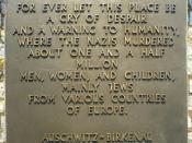 The English-language memorial in Auschwitz-Birkenau camp, Auschwitz II
