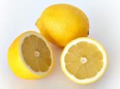 This image shows a whole and a cut lemon.