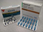 English: Medication used for obesity. Orlistat and sibutramine.