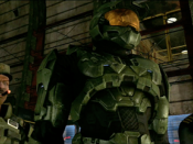 Sergeant Avery Johnson, Master Chief and Miranda Keyes (left to right), as they appear in Halo 3.