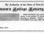 Lottery ticket to raise money for Queen's College (now Rutgers University), New-Brunswick, New Jersey, USA