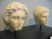 English: Busts of Alexander the Great and Hephaestion, at the Getty Villa Museum in Malibu, California.