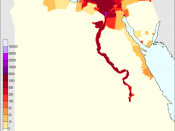 English: Egypt 2010 estimated population density per square kilometer. Data source:http://sedac.ciesin.columbia.edu/gpw/