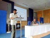 English: Nanda Kumar talks in a seminar 'free and open source software in education