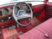 Interior in a 1989 Dodge Ram.