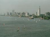 Lagos Island and part of Lagos Harbour, taken from close to Victoria Island, looking north-west (NB this is not Ikoyi Bay as wrongly labelled elsewhere)