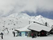 Base of Turoa skifield in winter 2002. The skifield is situated on the south-facing slopes of Mt Ruapehu.