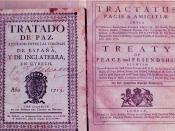 A first edition of the Treaty of Utrecht, 1713, in Spanish (left), and a copy printed in 1714 in Latin and English (right).