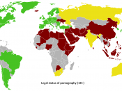 English: World map showing laws of general pornography (does not include laws concerning of child pornography)