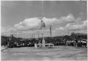 Minidoka Relocation Center, Hunt, Idaho. Dedication of the flag pole at Stafford Elementary School . . . - NARA - 539532