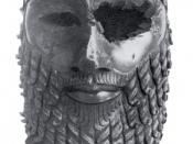 Bronze head of a king, most likely Sargon of Akkad but possibly Naram-Sin. Unearthed in Nineveh (now in Iraq). In the Iraqi Museum, Baghdad. Height 30.5 cm.