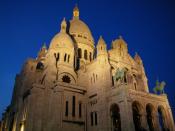 View of Sacre-Coeur, Montmartre at night.
