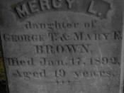 English: I was always fascinated with the Mercy Brown story as a child. In the spirit of Halloween and of fatherhood having my own children now I took the opportunity to snap a picture of Mercy's current grave stone. This must have been replaced in the la