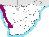 The range of the Dassie Rat in Southern Africa
