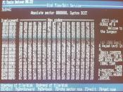 English: Details of this photograph include (1) it is the hex dump of the boot sector of a floppy (A:) containing the first ever PC virus, Brain, (2) PC Tools Deluxe 4.22, a file manager and low-level editor, was being used (3) the PC was a 8088 running a
