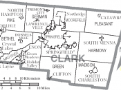 Map of Clark County, Ohio, United States with township and municipal boundaries