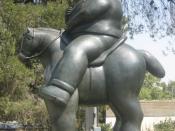 English: 'Man on Horse', bronze sculpture by Fernando Botero (Colombian), 1992, Israel Museum, Jerusalem, Israel