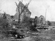 Aftermath of the fighting in the French town of Carency during the Second Battle of Artois, May 1915.