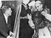 English: President John F.Kennedy visits Pope Paul VI