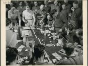 The Lovat Scouts (a British Army unit) participating in the nightly bingo game / Les Lovat Scouts (une unité de l’Armée britannique) participent à la partie de bingo du soir