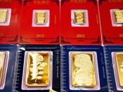 Gold Bars in Golden Bullion Shop